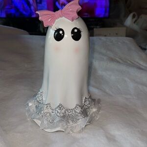 Pink Bow Halloween Ghost Girl Summerween Resin Figure NWT Coquette NWT.  22